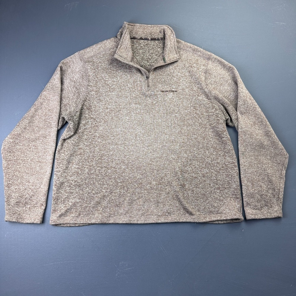 Realtree Women's Large Beige 1/4 Zip Fleece Pullover Heathered Outdoor Casual